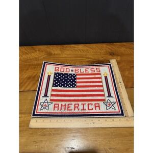 God‎ Bless America Needlepoint Wall Hanging Patriotic Flag Decor